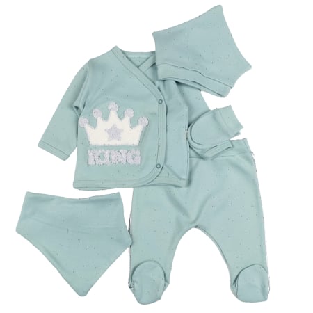 Compleuri bebelusi baieti - Set 5 piese pentru nou nascuti, model King