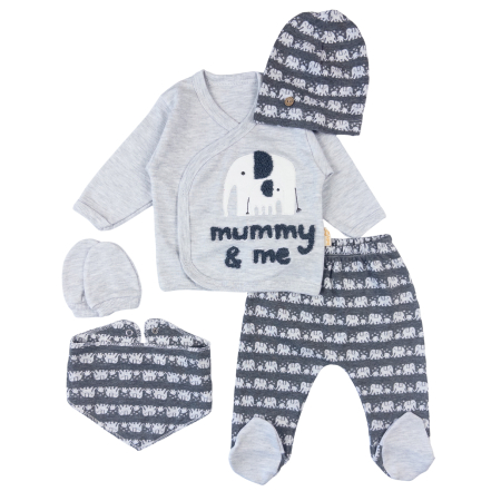 Haine bebelusi baieti ❤️ - Set 5 piese pentru nou nascuti, Model Mummy