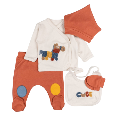 Compleuri bebelusi baieti - Set 5 piese pentru nou nascuti, model Ponei