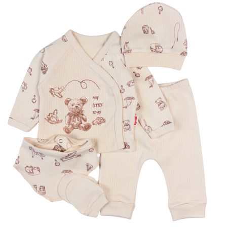 Haine bebelusi baieti - Set 5 piese pentru nou nascuti, model "Little Toy"