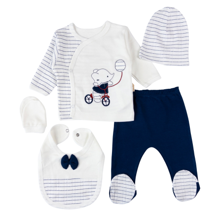 Imbracaminte nou-nascuti ❤️ - Set 5 piese pentru nou nascuti, model Elefantel