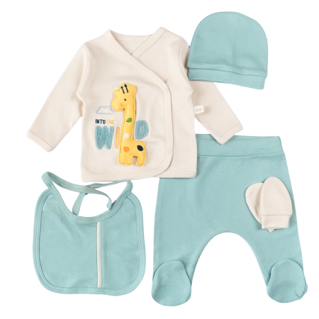 Imbracaminte nou-nascuti ❤️ - Set 5 piese pentru nou nascuti, model Wild