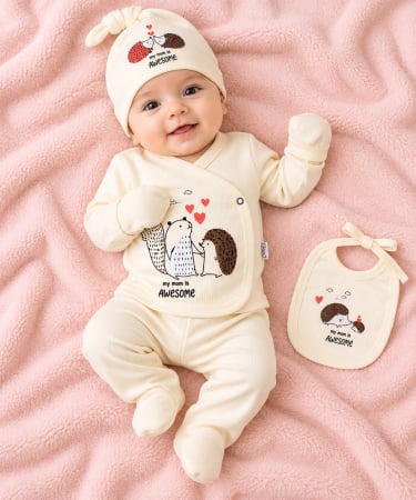 Imbracaminte nou-nascuti ❤️ - Set 5 piese pentru nou nascuti, imprimeul Aricel