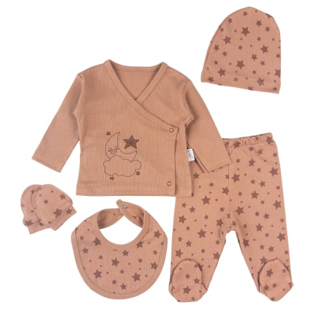 Imbracaminte nou-nascuti ❤️ - Set 5 piese turcoaz pentru nou nascuti, Model Stelute