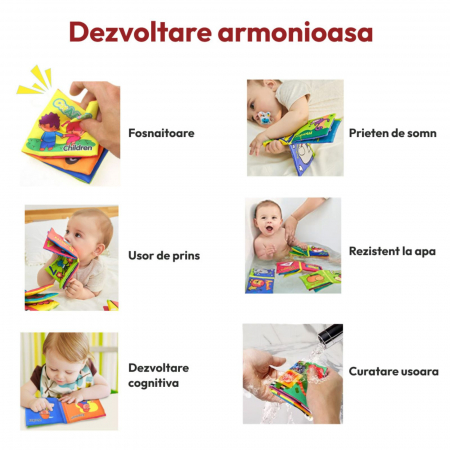 Set 6 carti senzoriale si fosnaitoare pentru bebelusi cu tematici diverse, potrivite +6 luni [1]