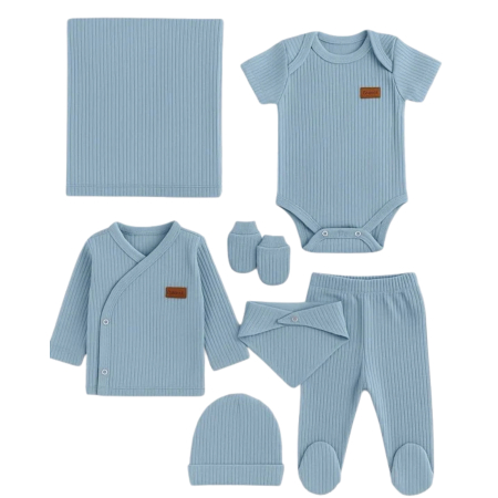Haine bebelusi baieti ❤️ - Set 7 piese pentru Nou Nascuti, Albastru