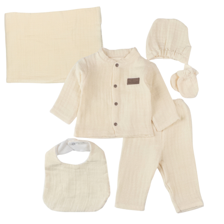 Haine bebelusi fete ❤️ - Set 6 piese pentru Nou Nascuti, Muselina ivoire