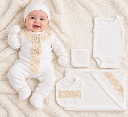 Imbracaminte nou-nascuti ❤️ - Set 7 piese pentru Nou Nascuti, Alb