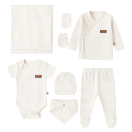 Haine bebelusi fete ❤️ - Set 7 piese pentru Nou Nascuti, Alb