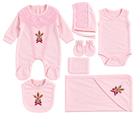 Imbracaminte nou-nascuti ❤️ - Set 7 piese pentru Nou Nascuti, model Roz Floral