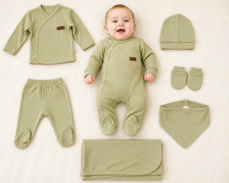 Imbracaminte nou-nascuti ❤️ - Set 7 piese pentru Nou Născuti, Verde Salvie