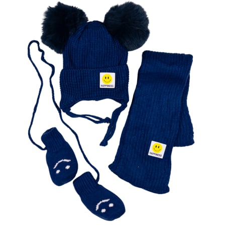 Noutăți - Set caciulita, fular si manusele, 1-2 ani, bleumarin inchis