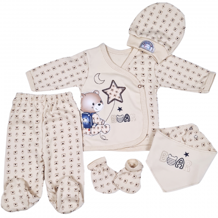 Set cadou 5 piese pentru nou nascuti, model ursulet blue [1]