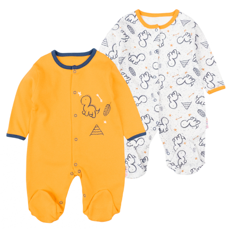 Salopete bebelusi baieti - Set din 2 salopete pentru bebelus, Model Dino