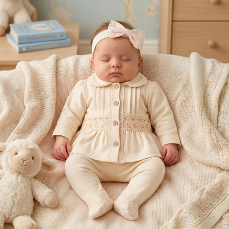 Imbracaminte nou-nascuti ❤️ - Set Elegant 3 Piese pentru Nou-Născuți, Dantelă și Bentiță, ivoire