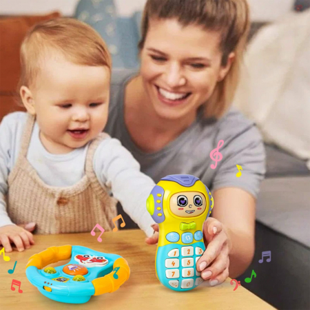 Set Jucarii Interactive, Telefon si volan cu lumini si sunete, +12 luni [3]