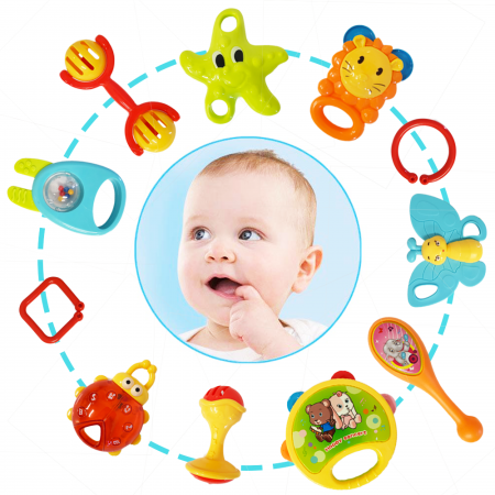 Set jucarii zornaitoare cu forme inovatoare, texturi diferite, multicolore, 11 buc, + 3 luni [1]