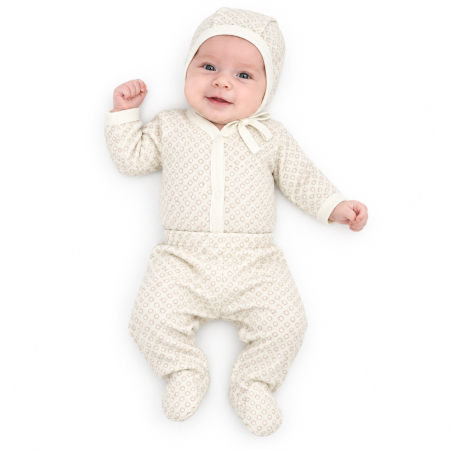 Imbracaminte nou-nascuti ❤️ - Set nou-născut 3 piese, body, pantaloni cu botoșei și bonetă