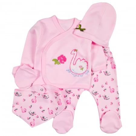 Set 5 piese pentru nou nascuti fetite, model Lebada [1]