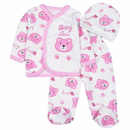Seturi fetite - Set pentru nou nascuti, model ursulet roz