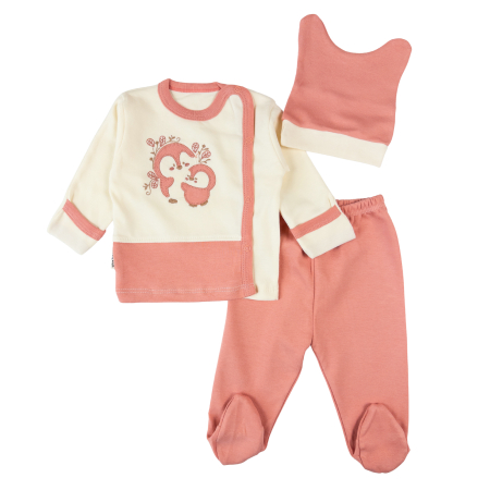 Imbracaminte nou-nascuti ❤️ - Set pentru nou-născuți 3 piese, model cu Broderie Puisori