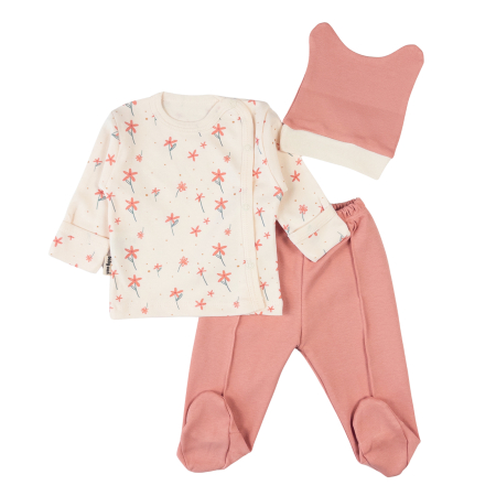 Haine bebelusi fete ❤️ - Set 3 piese nou-născuți, imprimeu floral