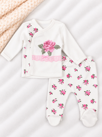 Imbracaminte nou-nascuti ❤️ - Set pentru nou-născuți 2 piese, model Trandafir