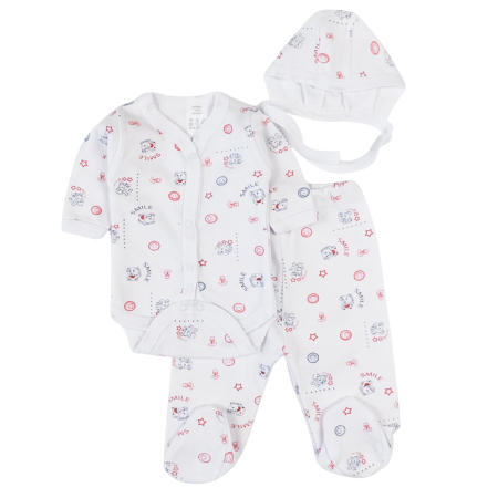 Haine bebelusi fete - Set pentru nou-născuți, 3 piese, model Smile
