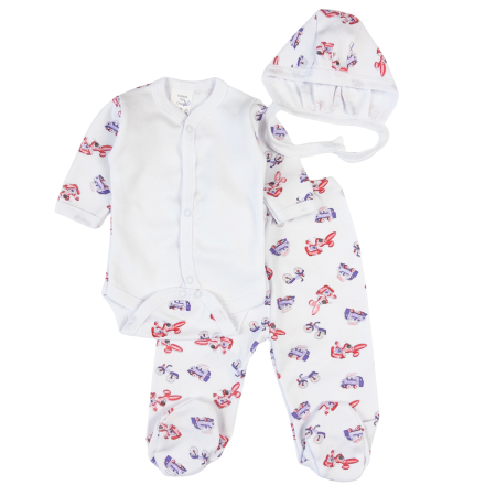 Haine bebelusi fete - Set pentru nou-născuți, 3 piese, model cu Iepurasi