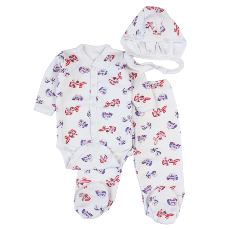 Haine bebelusi fete - Set pentru nou-născuți, 3 piese, model cu Iepurasi