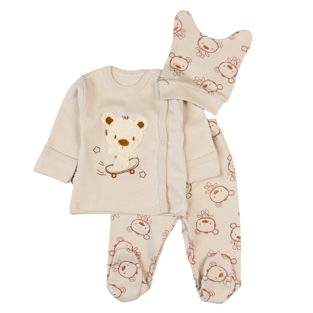 Haine bebelusi fete ❤️ - Set pentru Nou-Născuti, 3 Piese, model cu Ursulet