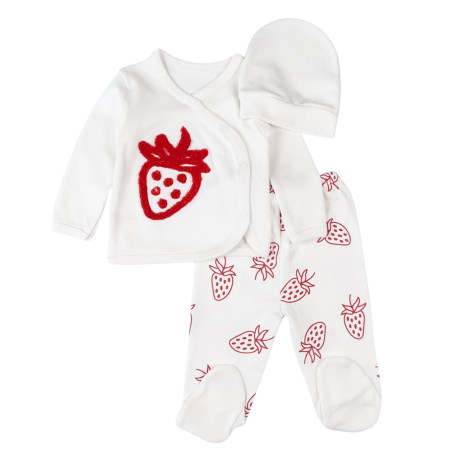 Seturi fetite - Set pentru nou-născuți 3 piese, model Capsunica
