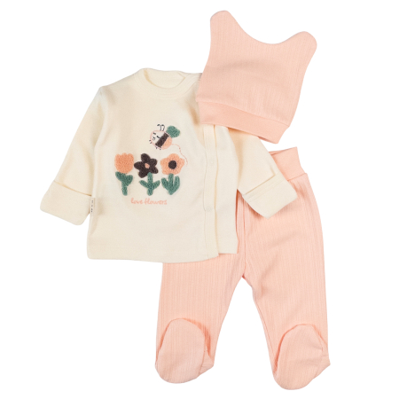 Imbracaminte nou-nascuti ❤️ - Set pentru nou-născuți – 3 piese, model Floricele
