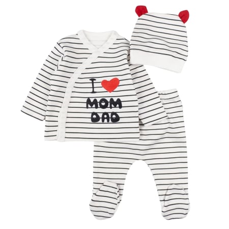 Compleuri bebelusi baieti - Set pentru nou nascuti, 3 piese, model Love MomDad