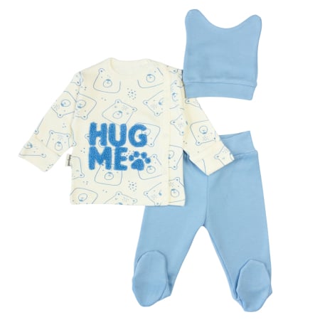 Compleuri bebelusi baieti - Set 3 piese nou-născuți, model HUG ME