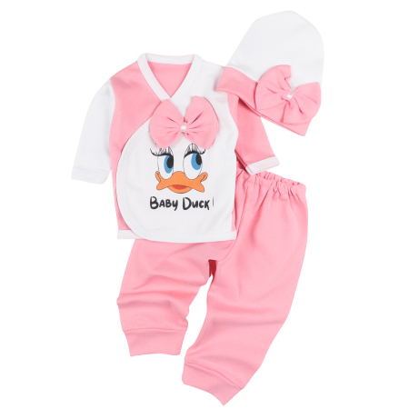 Haine bebelusi fete - Set pentru nou-născuți – 3 piese, model Baby Duck