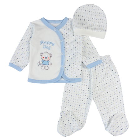 Imbracaminte nou-nascuti ❤️ - Set pentru nou nascuti, 3 piese, model Happy Blue