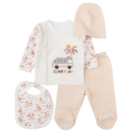 Compleuri bebelusi baieti - Set pentru nou-născuți, 4 piese, Model Masinute