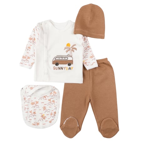 Compleuri bebelusi baieti - Set pentru nou-născuți, 4 piese, Model Masinute