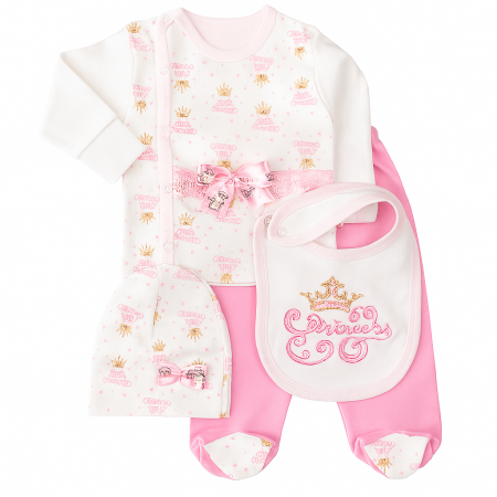 Seturi fetite - Set pentru nou-născuți – 4 piese, Model Printesa