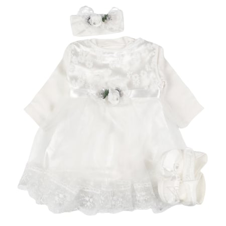 Seturi fetite - Set pentru nou-născuți, 4 piese, Model Printesa, culoare Alb