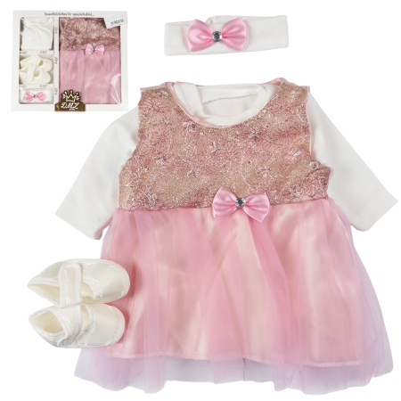 Haine bebelusi fete ❤️ - Set pentru nou-născuți, 4 piese, Model Princess Rose