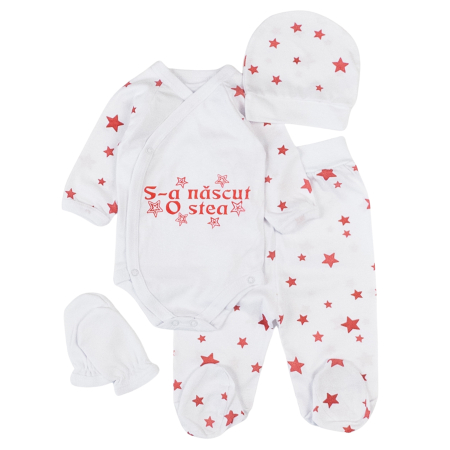 Haine bebelusi fete - Set pentru nou-născuți – 4 piese, model Star