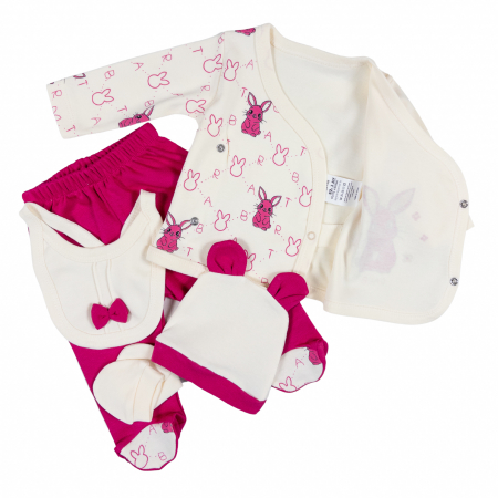 Set 5 piese pentru nou-născuți fetite, Model cu  Iepuras [1]