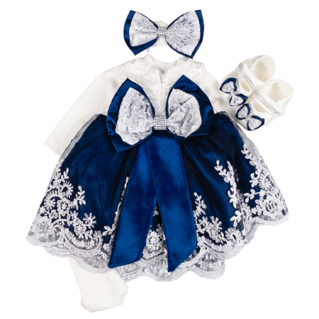 Seturi fetite - Set pentru nou-născuți, 5 piese, Model Printesa, albastru safir