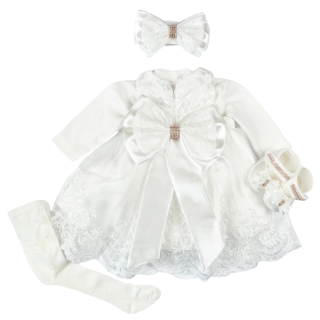 Haine bebelusi fete ❤️ - Set pentru nou-născuți, 5 piese, Model Printesa, Alb