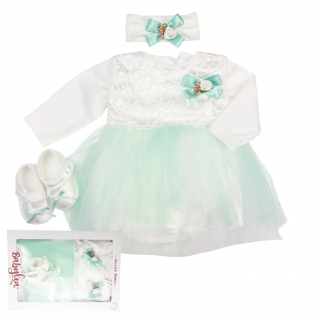 Noutăți - Set pentru nou-născuți, 4 piese, Model Printesa, culoare safir