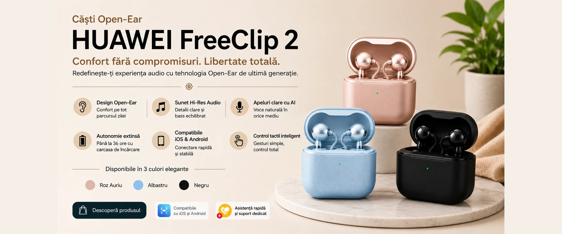 Casti Open-Ear Huawei FreeClip 2