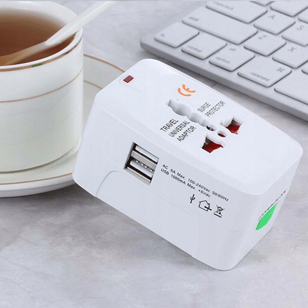 Adaptor incarcator universal de calatorie cu 2xUSB pentru EU, USA, UK, AUST, Alb [8]