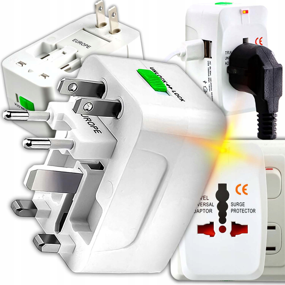 Adaptor incarcator universal de calatorie cu 2xUSB pentru EU, USA, UK, AUST, Alb [2]